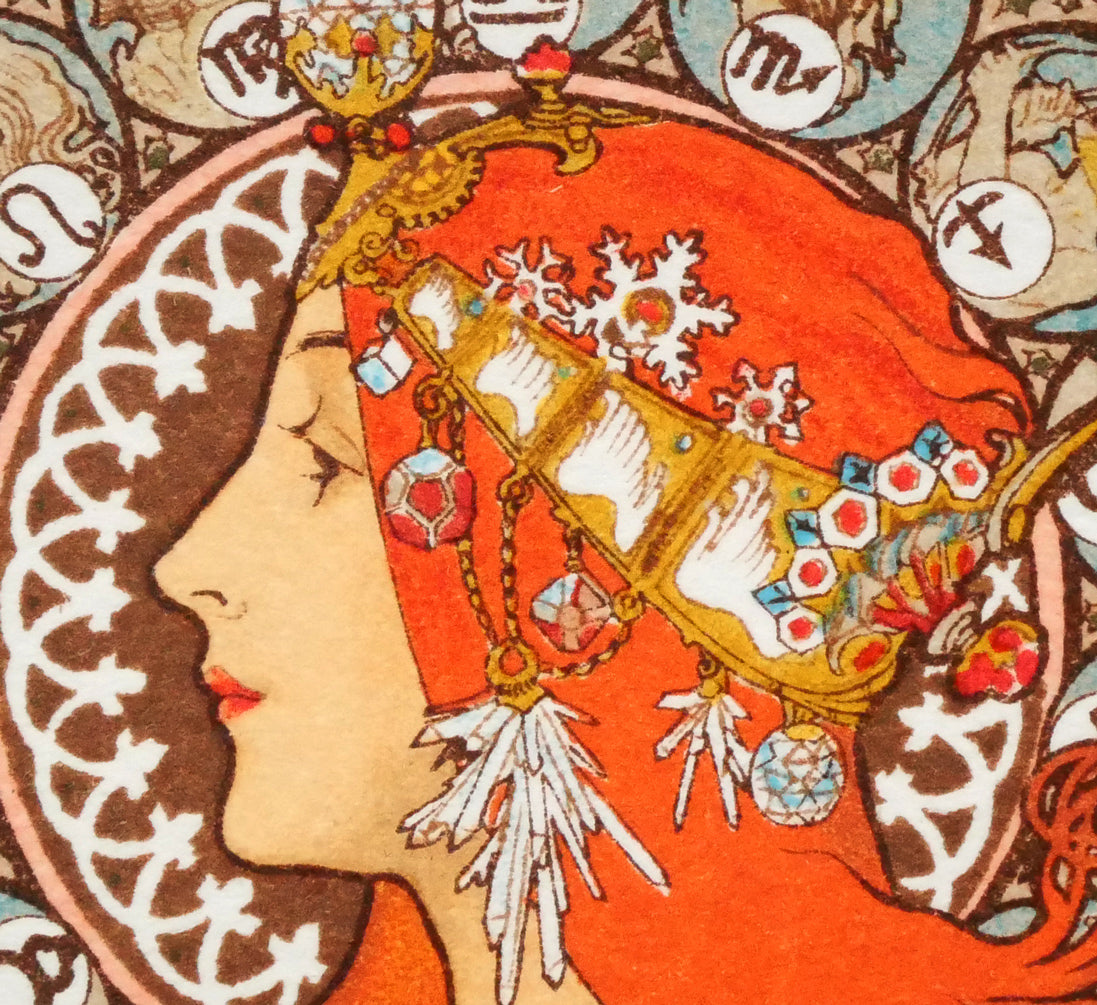 アルフォンス　ミュシャ(Alphonse　MUCHA)「黄道十二宮（ゾディアック）」リトグラフ　拡大画像7
