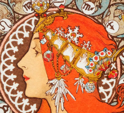 アルフォンス　ミュシャ(Alphonse　MUCHA)「黄道十二宮（ゾディアック）」リトグラフ　拡大画像7