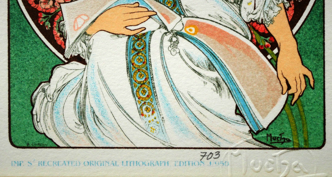 アルフォンス　ミュシャ(Alphonse　MUCHA)「夢想」リトグラフ　限定番号（ed,703/950）