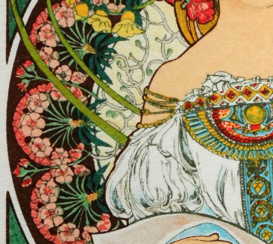 アルフォンス　ミュシャ(Alphonse　MUCHA)「夢想」リトグラフ　拡大画像3