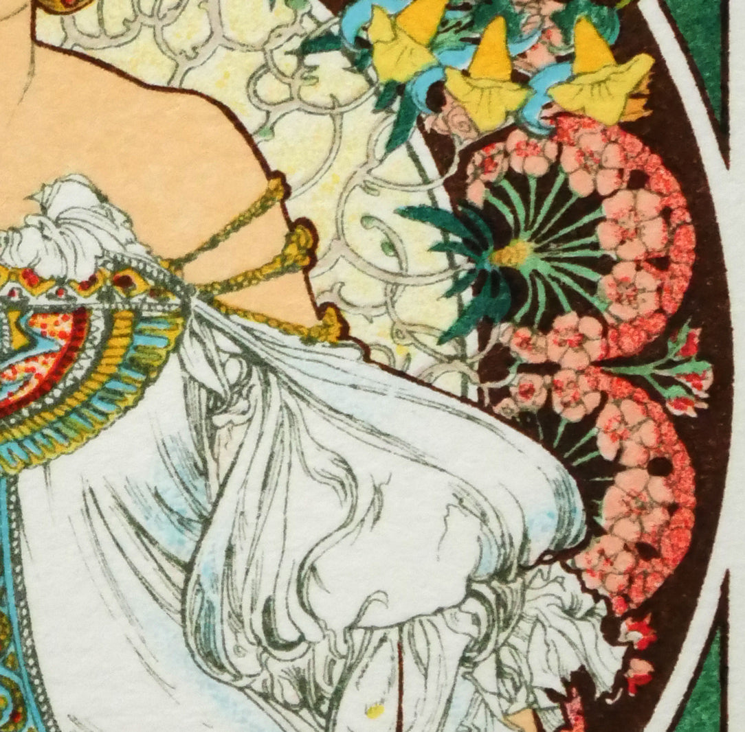 アルフォンス　ミュシャ(Alphonse　MUCHA)「夢想」リトグラフ　拡大画像4