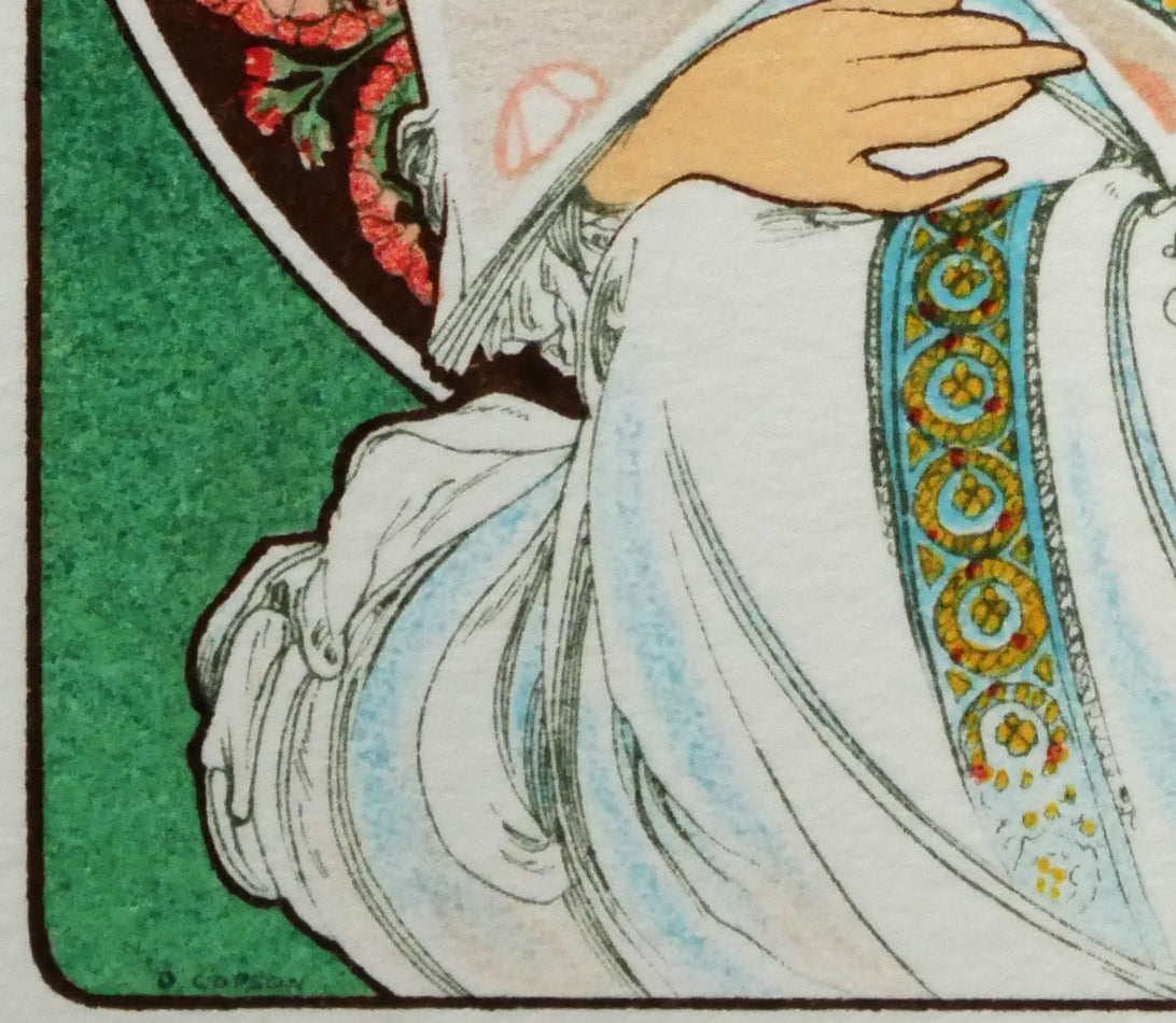 アルフォンス　ミュシャ(Alphonse　MUCHA)「夢想」リトグラフ　拡大画像5