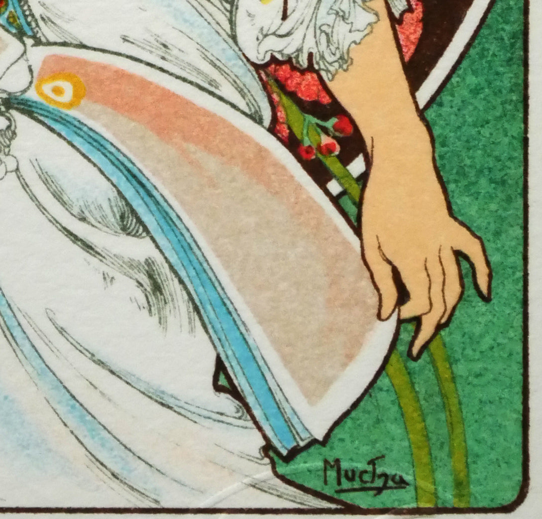アルフォンス　ミュシャ(Alphonse　MUCHA)「夢想」リトグラフ　拡大画像6