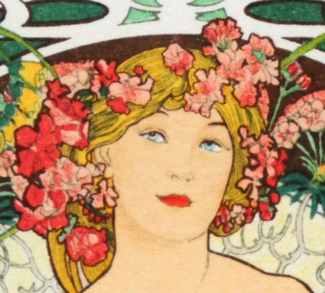 アルフォンス　ミュシャ(Alphonse　MUCHA)「夢想」リトグラフ　拡大画像7