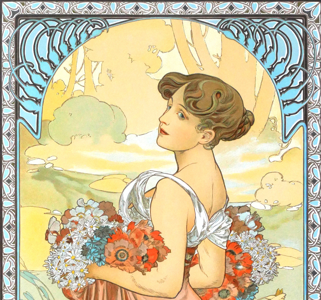 アルフォンス　ミュシャ(Alphonse　MUCHA)「夏（A　GIRL　IN　THE　FIRLD）」リトグラフ　拡大画像1