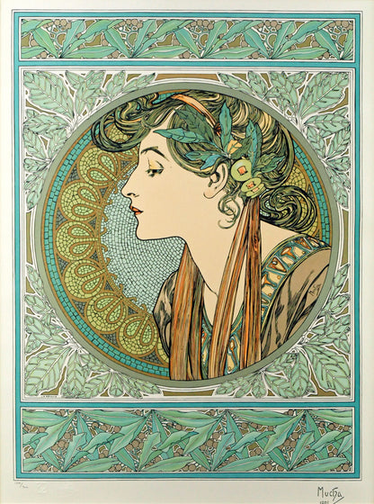 アルフォンス　ミュシャ(Alphonse　MUCHA)「ローレル（LAUREL）」リトグラフ　作品全体画像