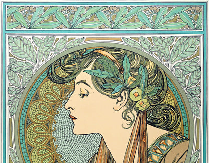 アルフォンス　ミュシャ(Alphonse　MUCHA)「ローレル（LAUREL）」リトグラフ　拡大画像1