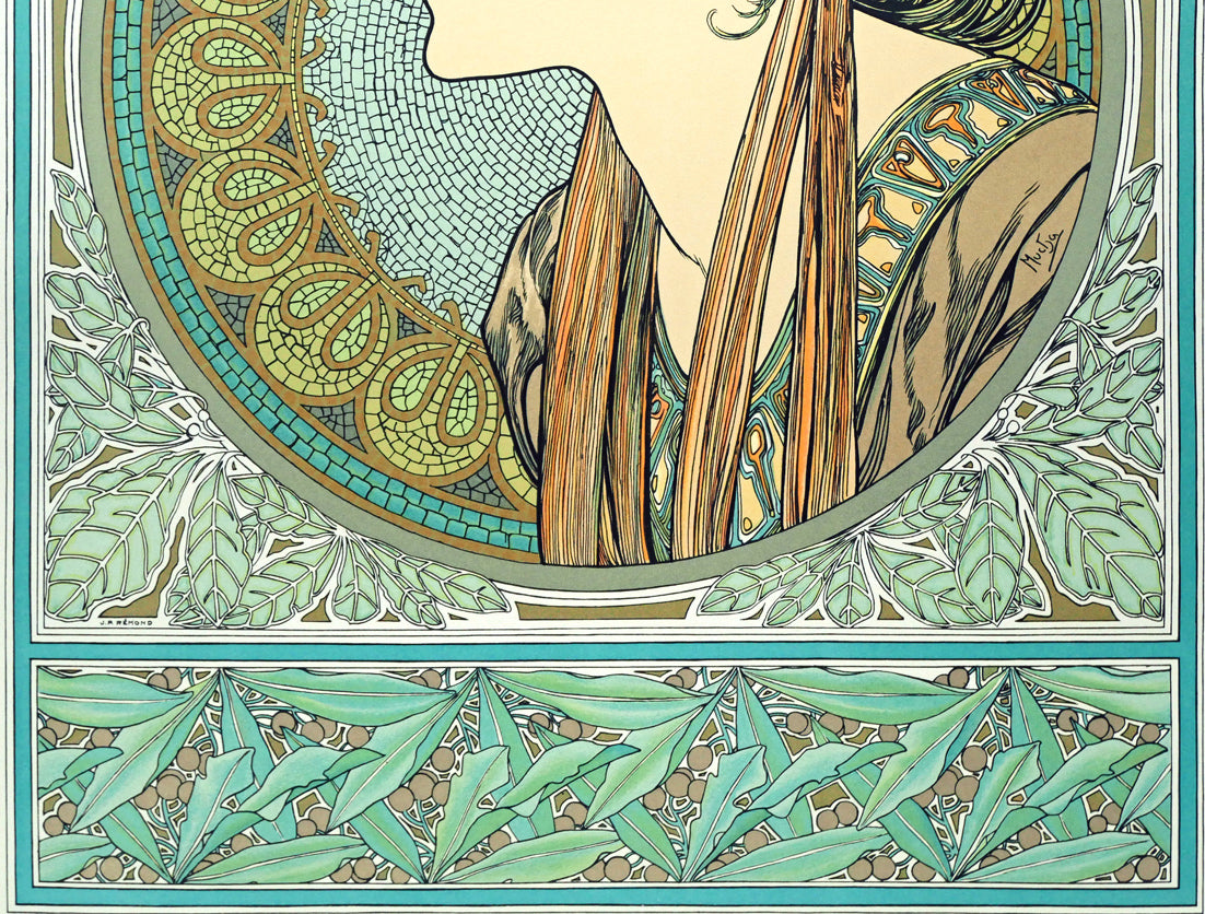 アルフォンス　ミュシャ(Alphonse　MUCHA)「ローレル（LAUREL）」リトグラフ　拡大画像2