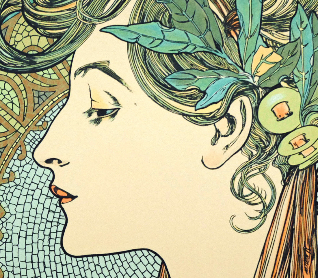 アルフォンス　ミュシャ(Alphonse　MUCHA)「ローレル（LAUREL）」リトグラフ　拡大画像4