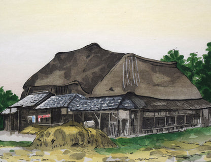 向井潤吉「麦秋（佐賀県6月）」木版画　拡大画像5