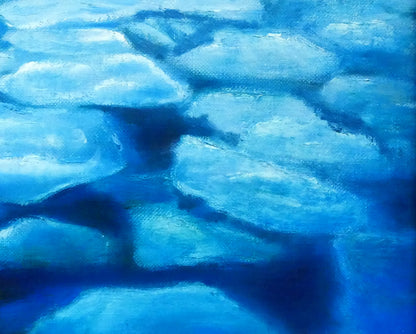 村瀬真治「蓮葉氷」油絵・F4号　拡大画像4