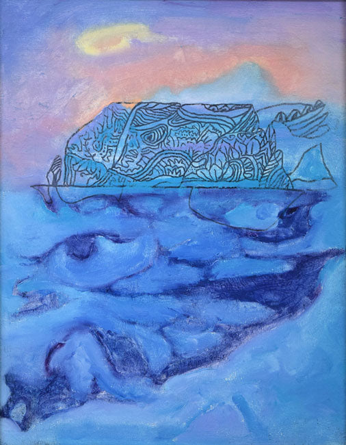 村瀬真治「山映」油絵・F6号　作品全体拡大画像