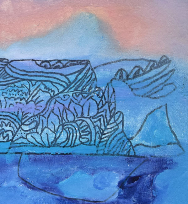 村瀬真治「山映」油絵・F6号　拡大画像4