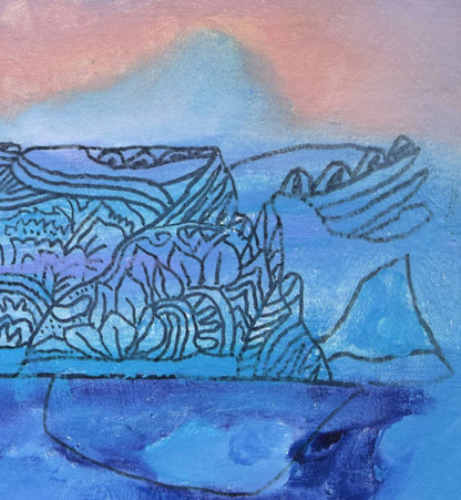 村瀬真治「山映」油絵・F6号　拡大画像4