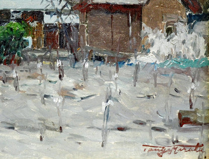 村田丹下「塩谷邸（層雲峡）」油絵・P8号　拡大画像5