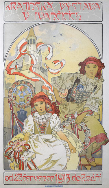 アルフォンス・ミュシャ（Alphonse　MUCHA）「イヴァンチッツェでの地方展ポスター」リトグラフ　作品全体拡大画像