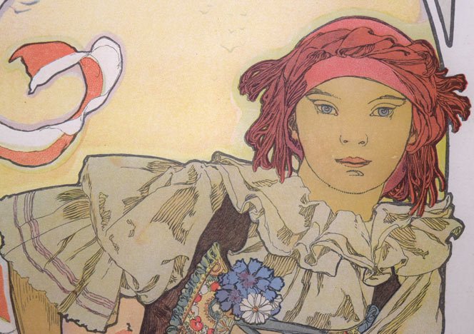 アルフォンス・ミュシャ（Alphonse　MUCHA）「イヴァンチッツェでの地方展ポスター」リトグラフ　拡大画像3