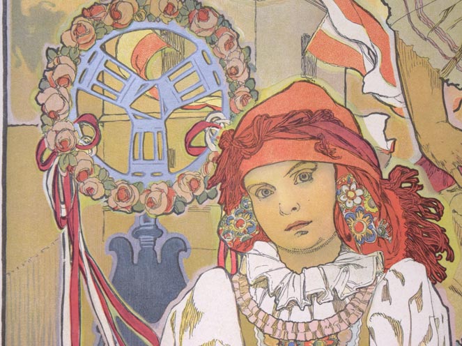 アルフォンス・ミュシャ（Alphonse　MUCHA）「イヴァンチッツェでの地方展ポスター」リトグラフ　拡大画像4