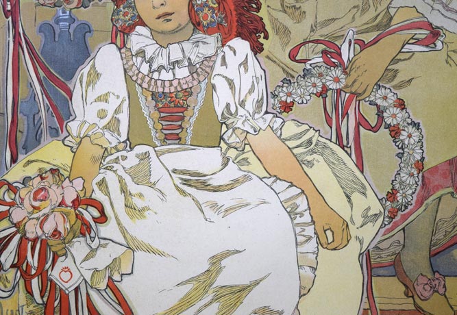 アルフォンス・ミュシャ（Alphonse　MUCHA）「イヴァンチッツェでの地方展ポスター」リトグラフ　拡大画像5