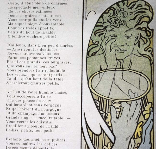 アルフォンス・ミュシャ（Alphonse　MUCHA）「イリュストラシオン・クリスマス号挿絵・燭台」オフセット・リトグラフ　拡大画像3