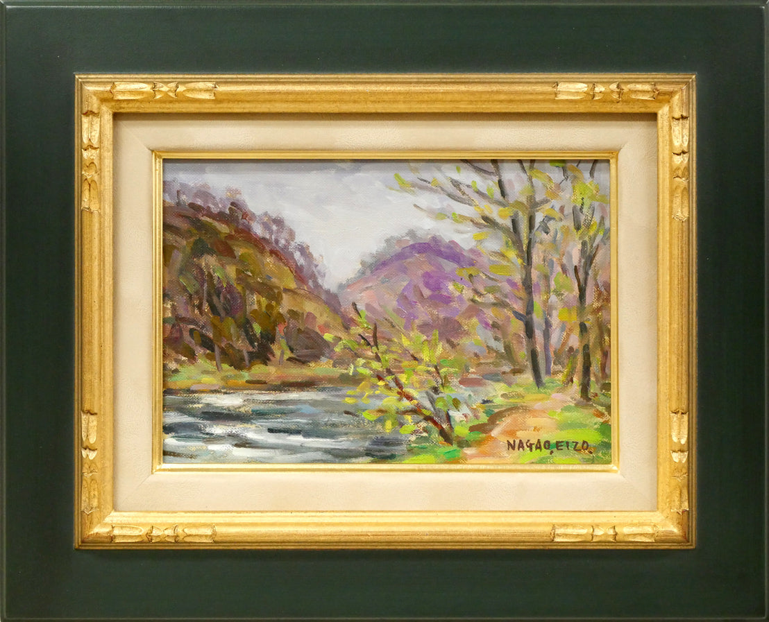 長尾栄三「五月の風景（芽室・新嵐山〈雨山〉）」油絵・SM