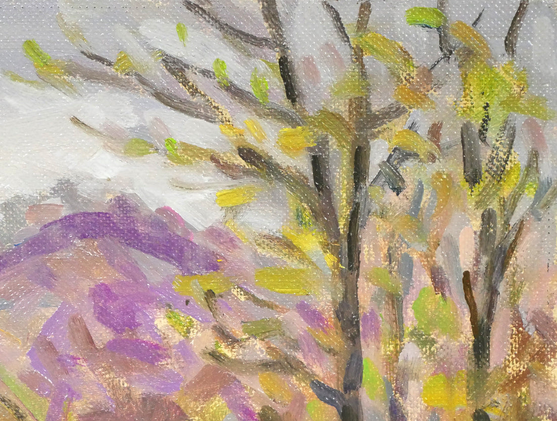 長尾栄三「五月の風景（芽室・新嵐山〈雨山〉）」油絵・SM　拡大画像2