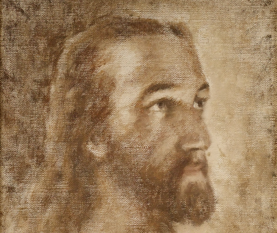 長尾己「イエス・キリスト像」油絵・F4号　拡大画像1