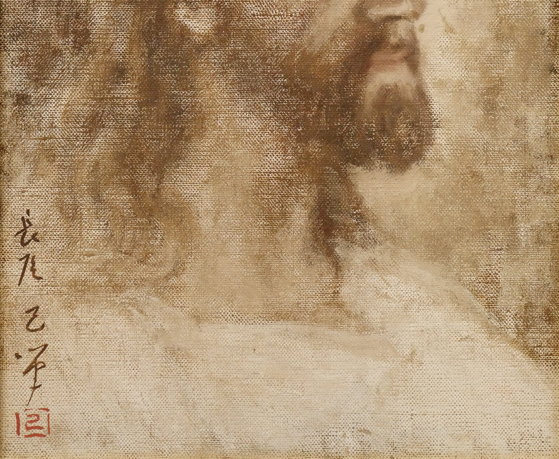 長尾己「イエス・キリスト像」油絵・F4号　拡大画像2