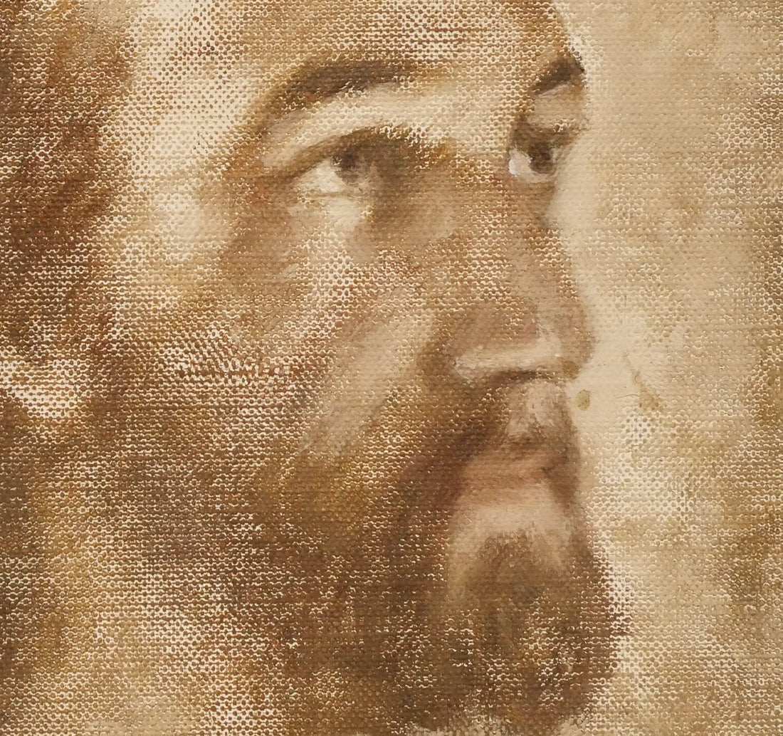 長尾己「イエス・キリスト像」油絵・F4号　拡大画像3