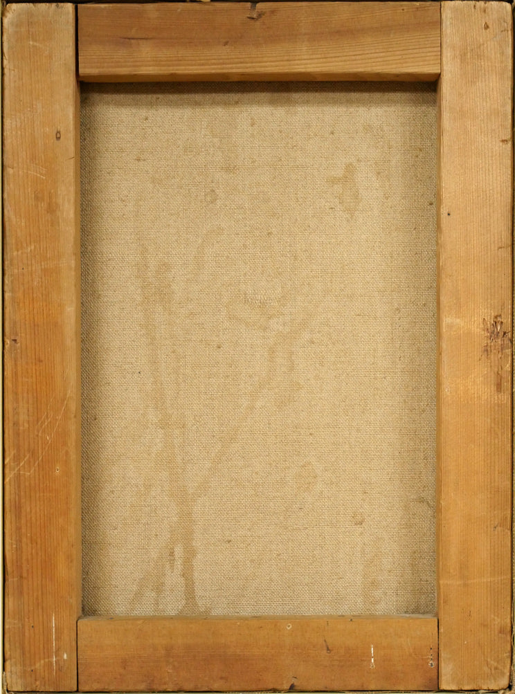 長尾己「イエス・キリスト像」油絵・F4号　キャンバス裏側画像