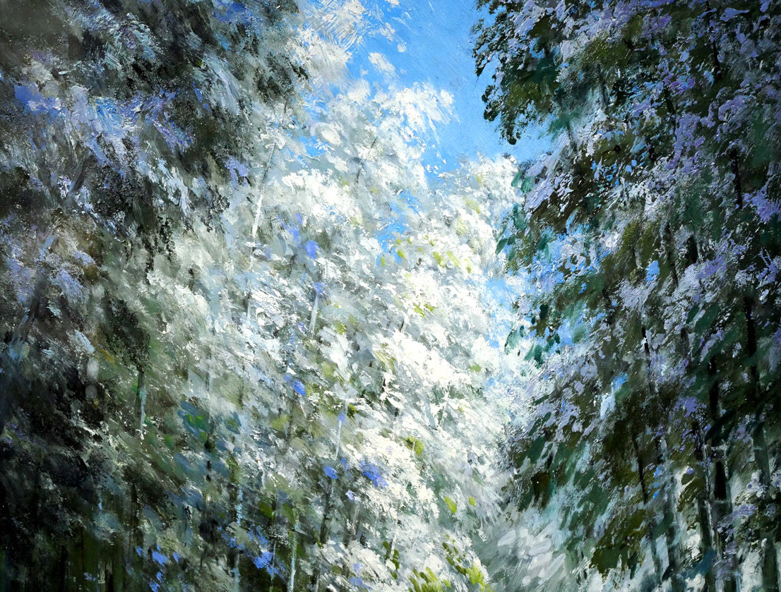 長岡卓「竹林の木漏れ日（京都嵯峨野）」油絵・F4号　拡大画像1