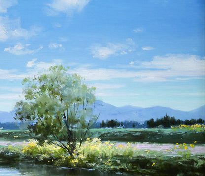 長岡卓「れんげ草」油絵・F8号　拡大画像2
