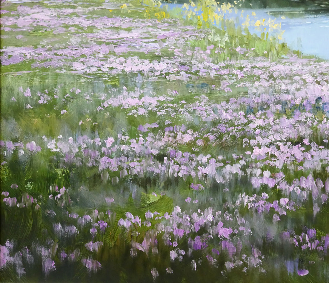 長岡卓「れんげ草」油絵・F8号　拡大画像3