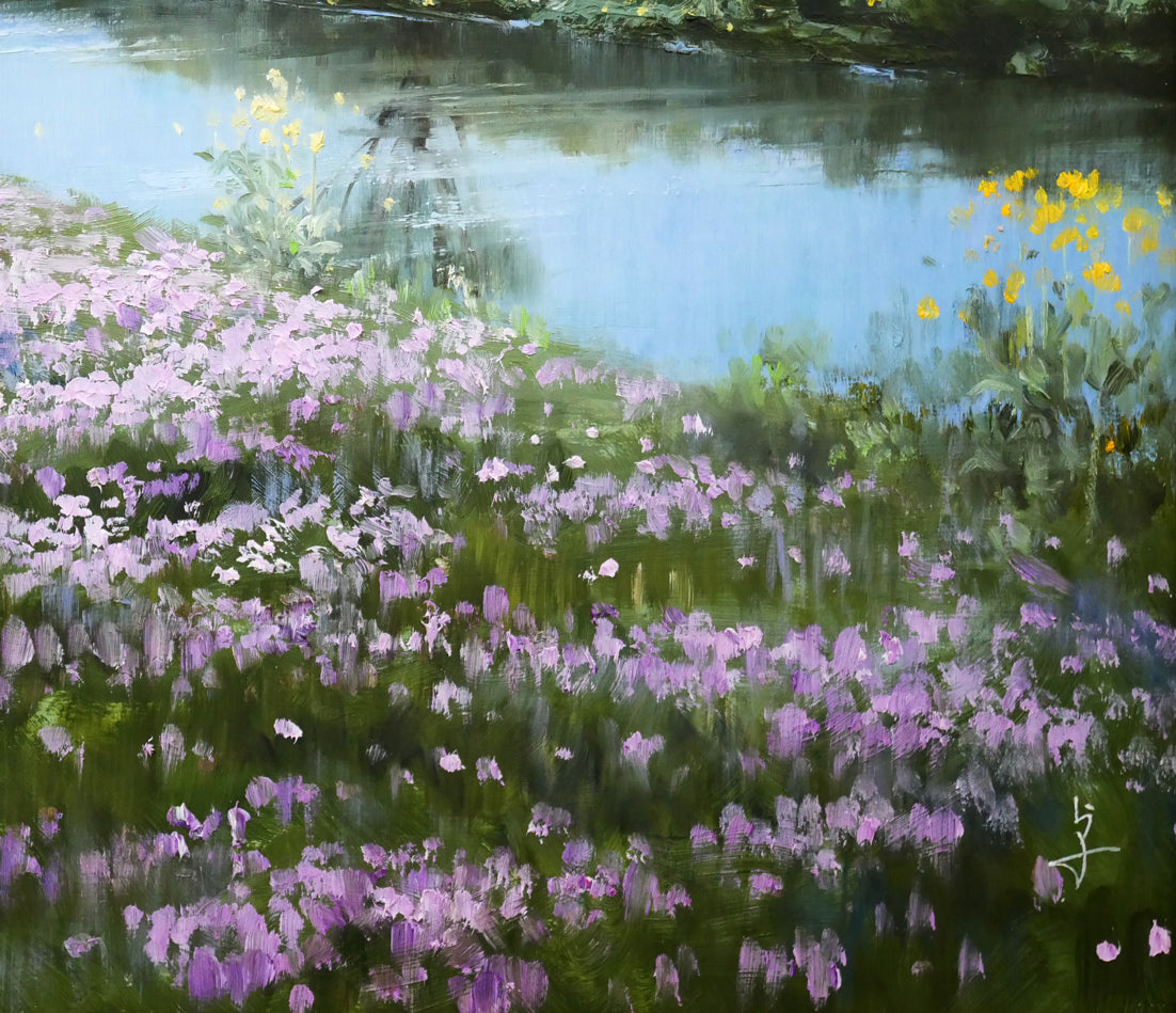 長岡卓「れんげ草」油絵・F8号　拡大画像4