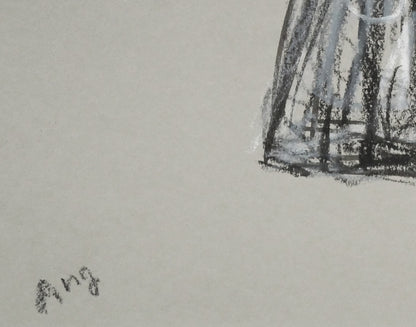 長崎晃子「ぶどうとグラス」パステル画・5号　サイン拡大画像