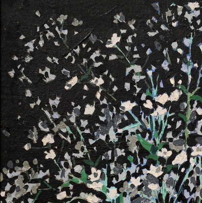 内藤一男「かすみ草」油絵・F8号　拡大画像1