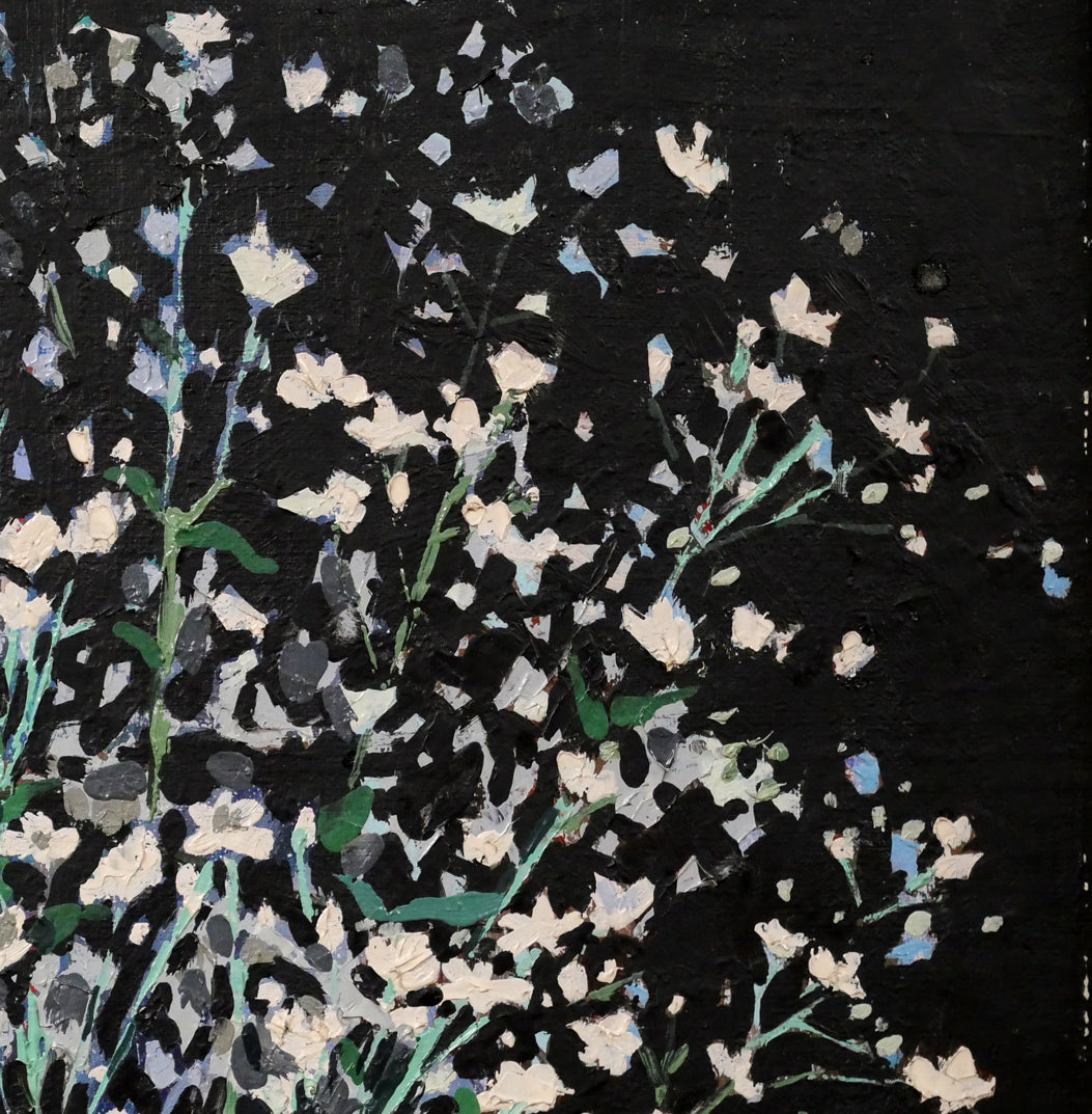 内藤一男「かすみ草」油絵・F8号　拡大画像2