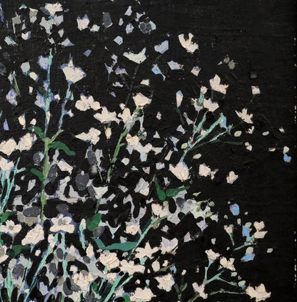 内藤一男「かすみ草」油絵・F8号　拡大画像2