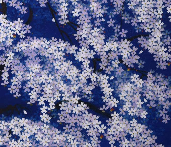中島千波「春の宵　枝垂桜」シルクスクリーン版画　拡大画像6