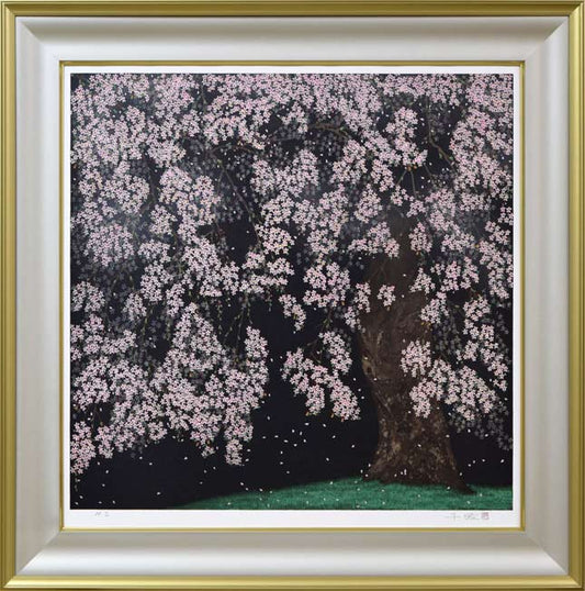 中島千波「桜花春宵」リトグラフ