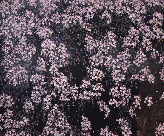 中島千波「桜花春宵」リトグラフ　拡大画像1
