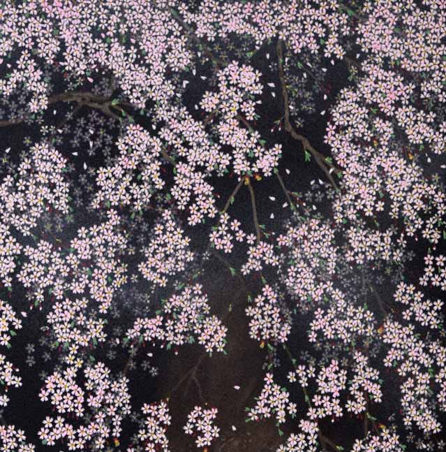 中島千波「桜花春宵」リトグラフ　拡大画像2