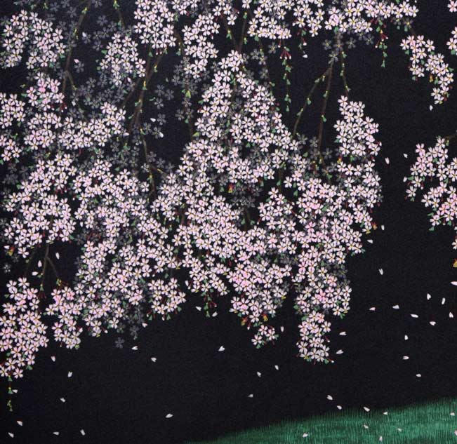中島千波「桜花春宵」リトグラフ　拡大画像3
