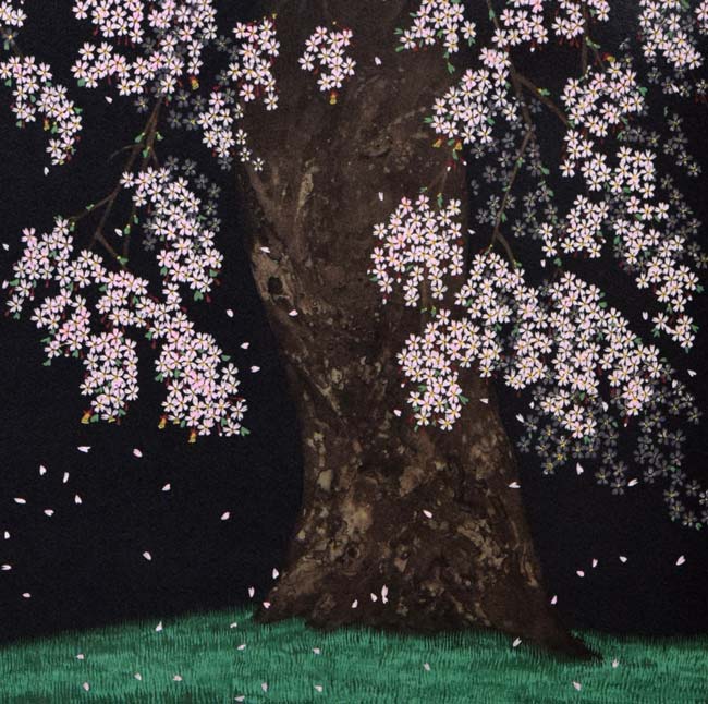 中島千波「桜花春宵」リトグラフ　拡大画像4