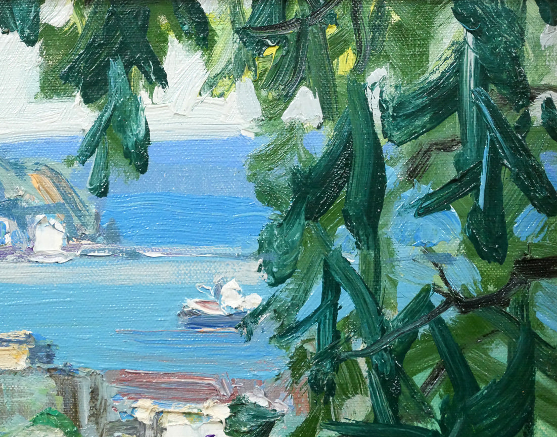 中村善策「小樽展望」油絵・F3号 絵画買取・販売の小竹美術
