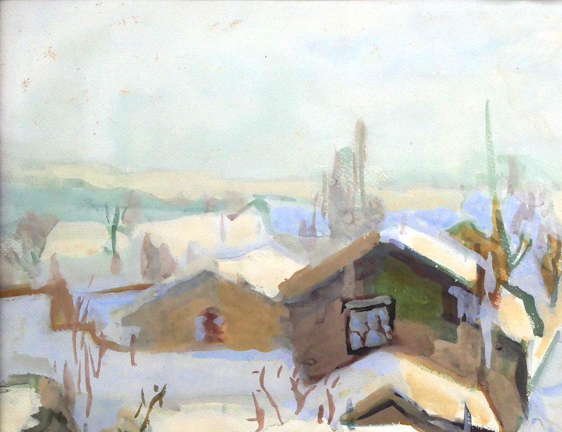 中根光一「中根邸付近（札幌）」水彩画・10号　拡大画像1