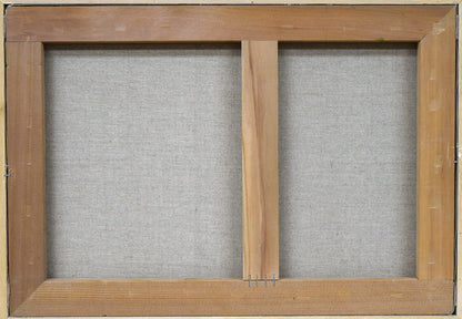 中西尭昭「白樺林（金縁）」油絵・変形8号　キャンバス裏側画像