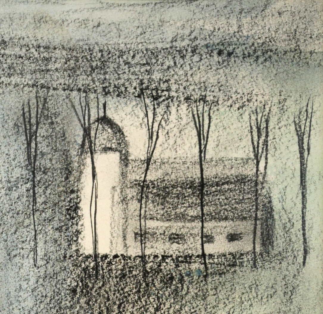 中谷龍一「牧場風景」パステル画・4号　拡大画像2