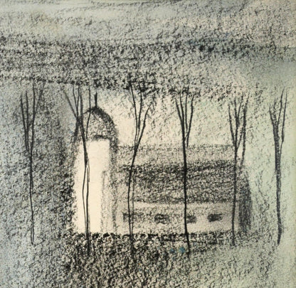中谷龍一「牧場風景」パステル画・4号　拡大画像2