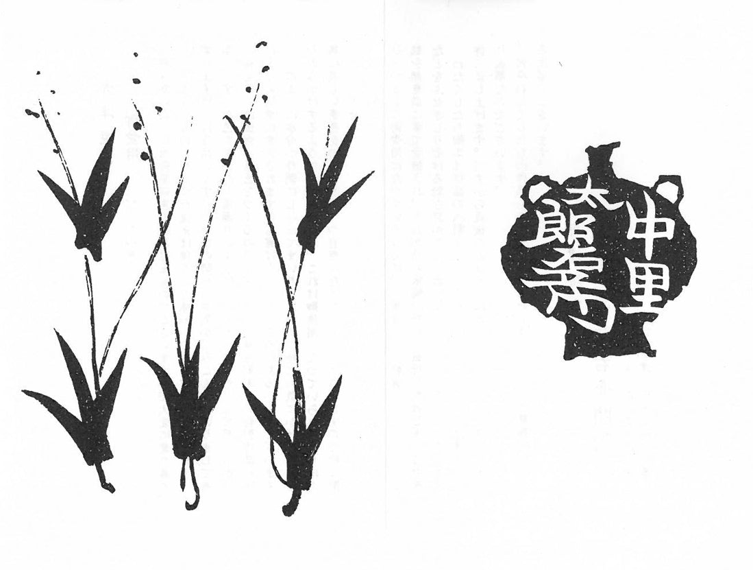 十三代　中里太郎右衛門「叩き唐津　三島黒白象嵌　魚文　壺」共箱　添付資料1